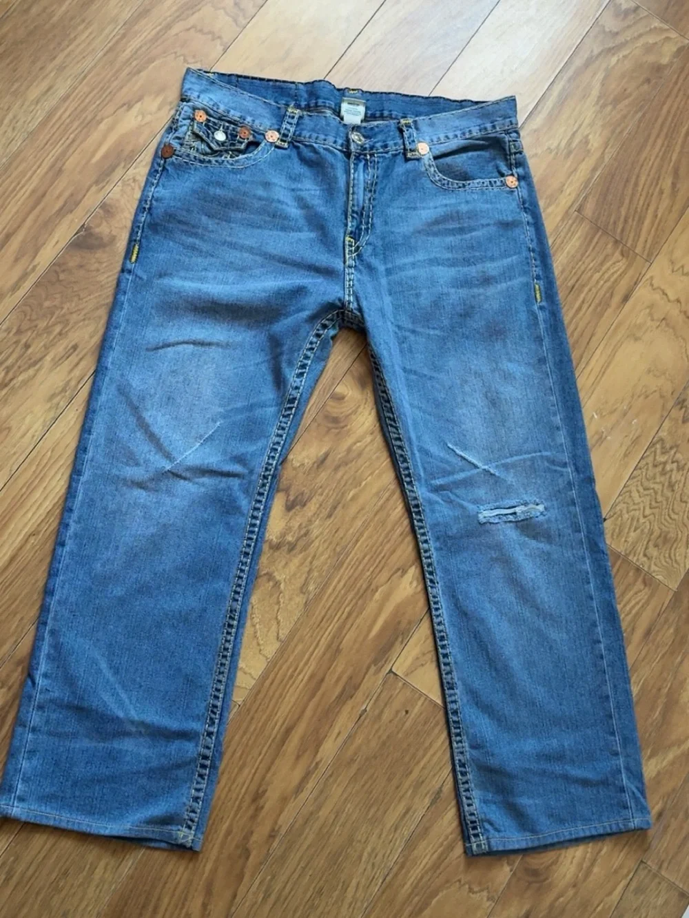 True Religion Men's Blue Straight-Leg Jeans
